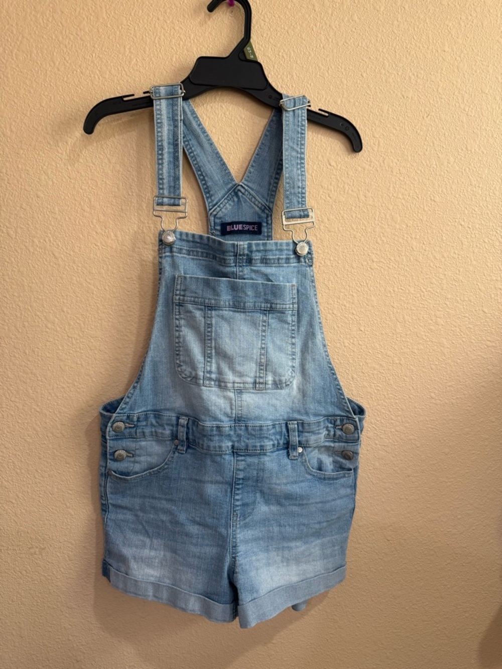 Blue Spice Light Wash Denim Short Overalls